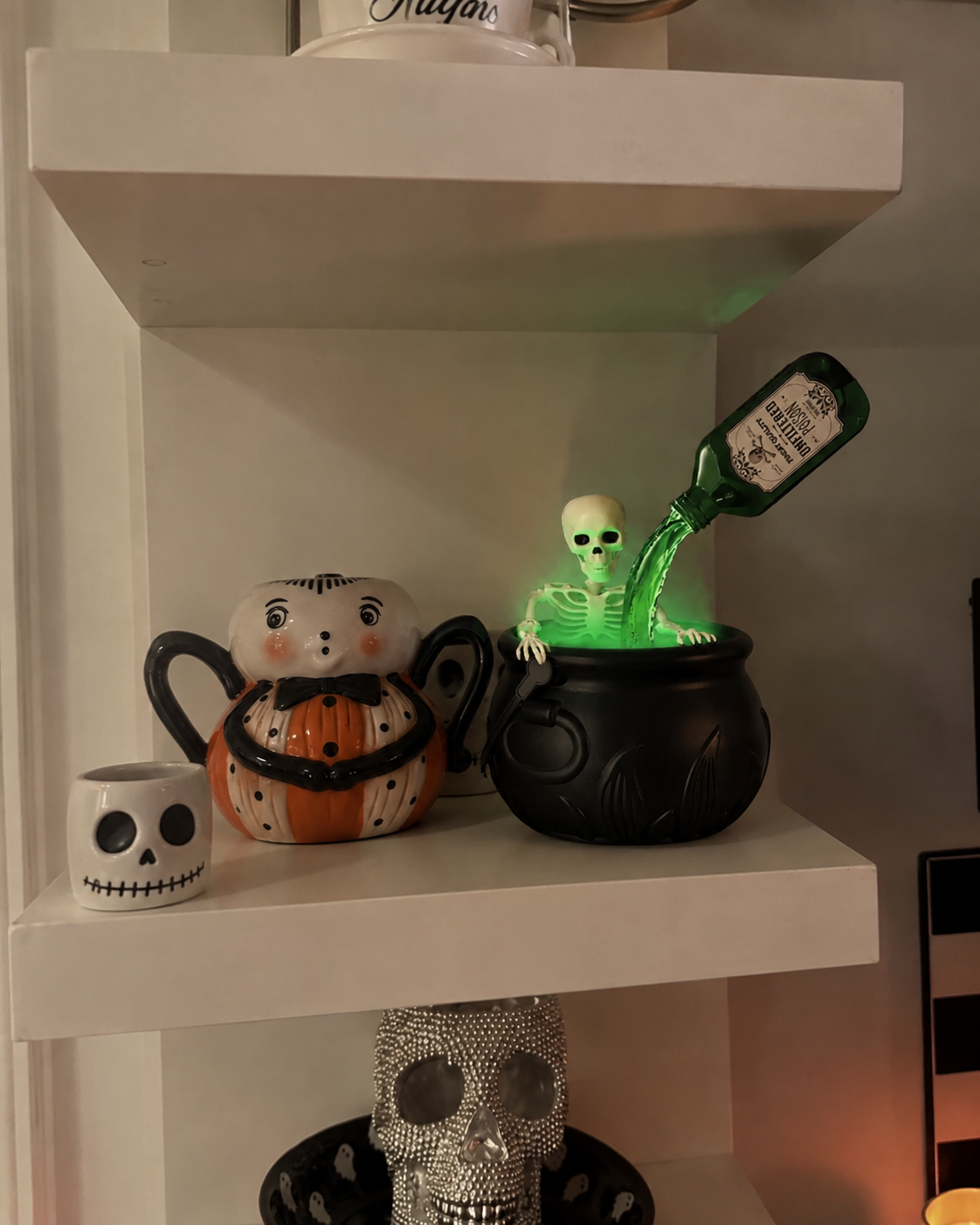The Tipsy Skeleton displayed on a table