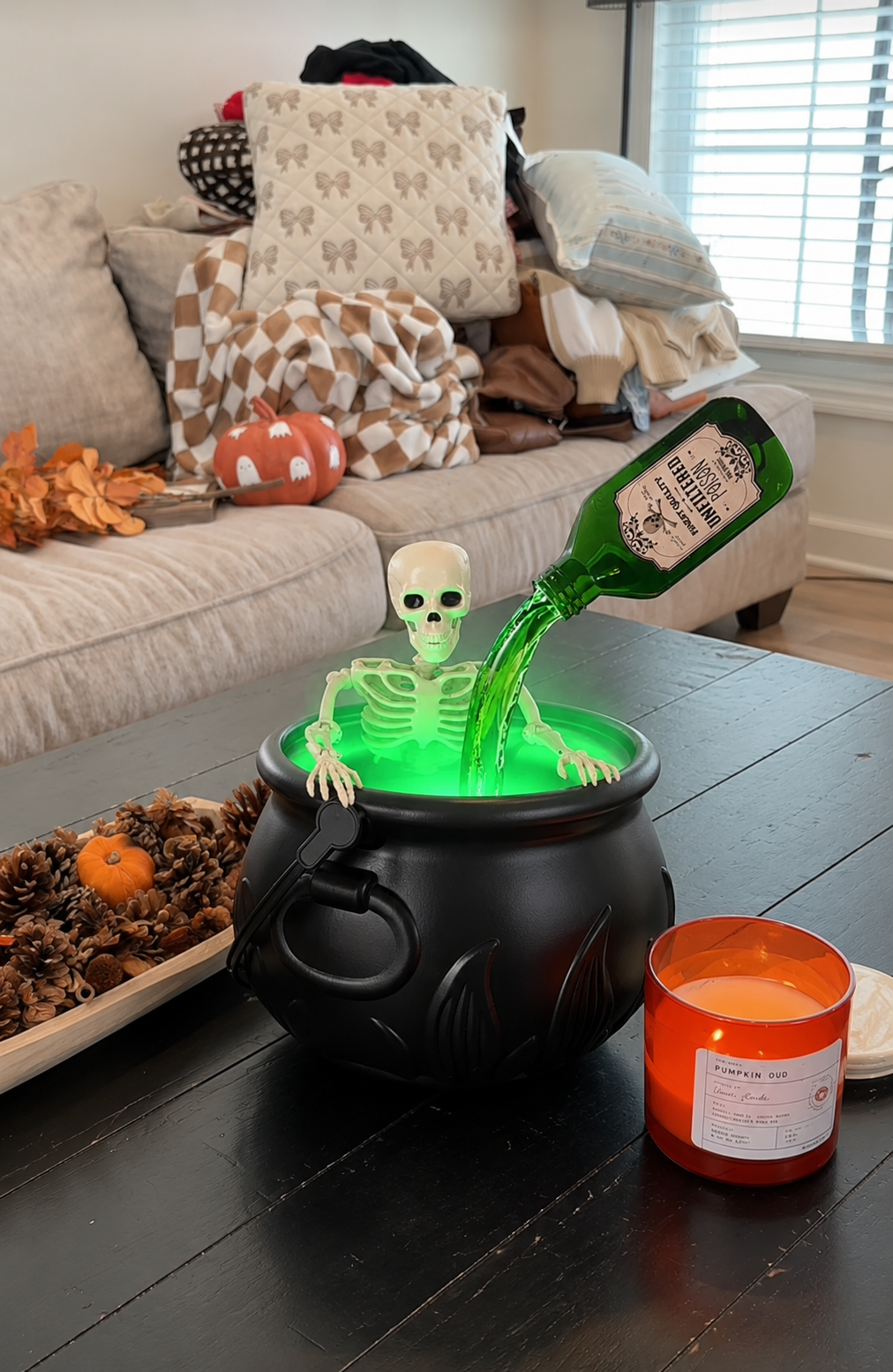 The Tipsy Skeleton on a home coffee table